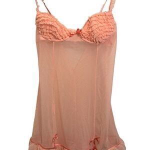 Fredrick’s Of Hollywood Ruffled Peachy Orange Slip Dress